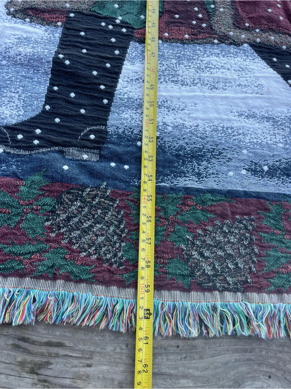Vintage Chatham Tapestry Saint Nicholas Santa Knit Throw Blanket 100% Cotton